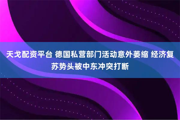 天戈配资平台 德国私营部门活动意外萎缩 经济复苏势头被中东冲突打断